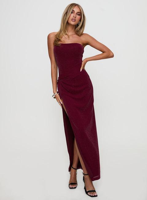 Jeniva Straplesss Maxi Dress Plum Product Image