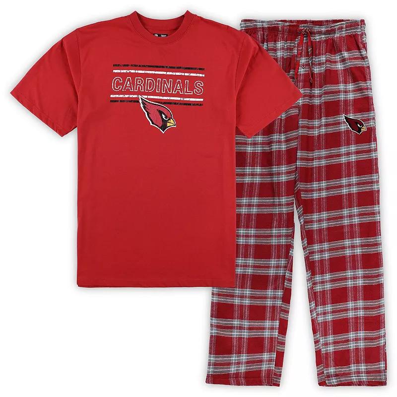 Men's Concepts Sport Cardinal/Gray Arizona Cardinals Big & Tall Flannel Sleep Set, Size: 2XB, Red Product Image