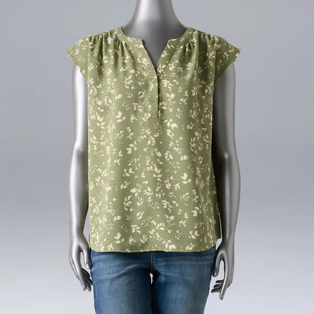 Women's Simply Vera Vera Wang Dolman Popover Top, Size: Small, Green Beige Petal Product Image