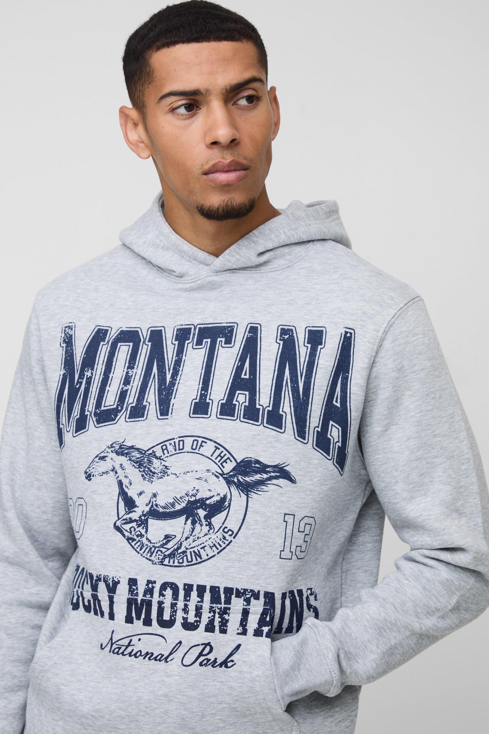 Regular Fit Western Varsity Printed Hooded Tracksuit | boohooMAN USA Product Image