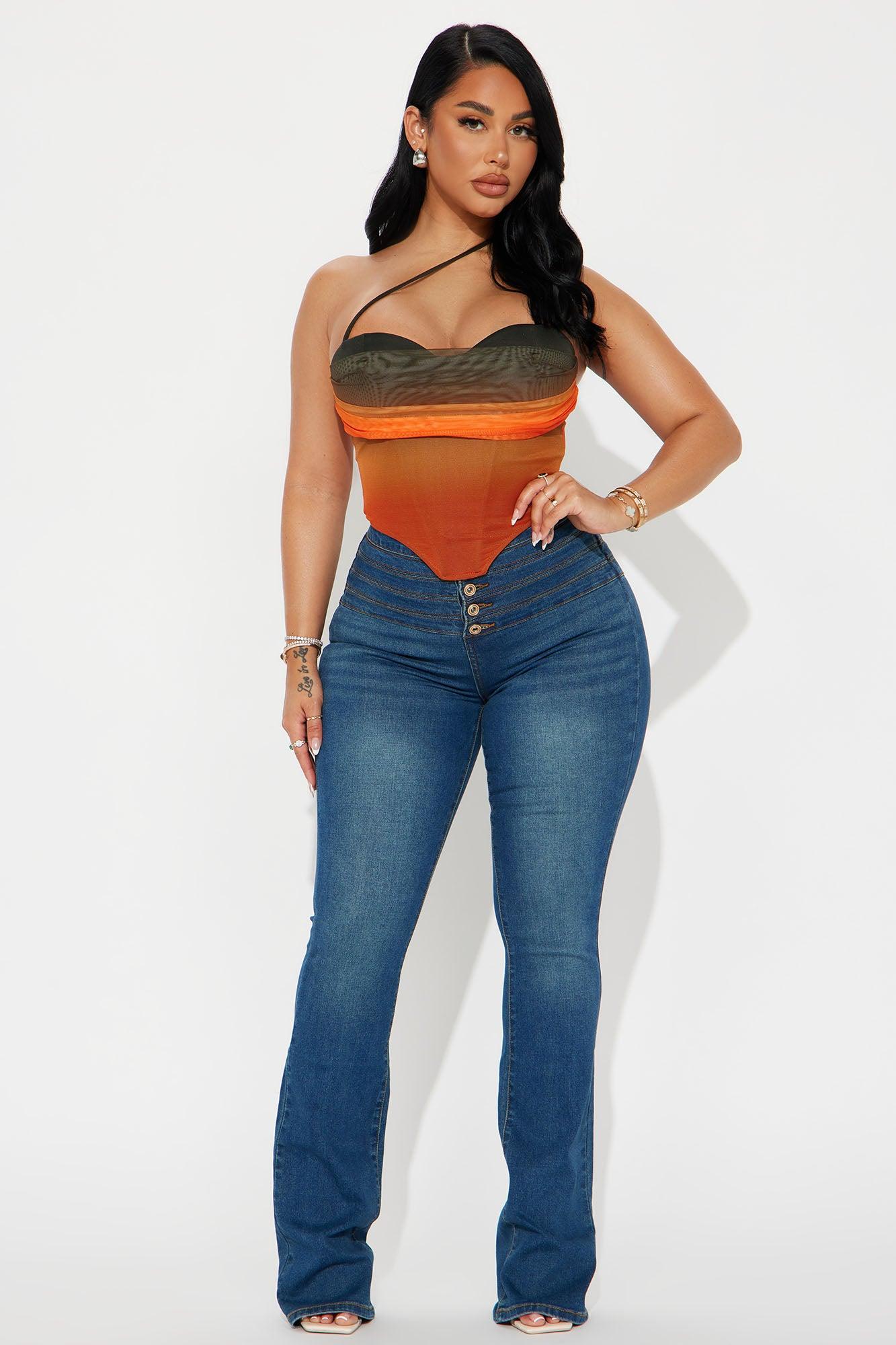 Summer Sunset Mesh Corset Top - Orange/combo Product Image
