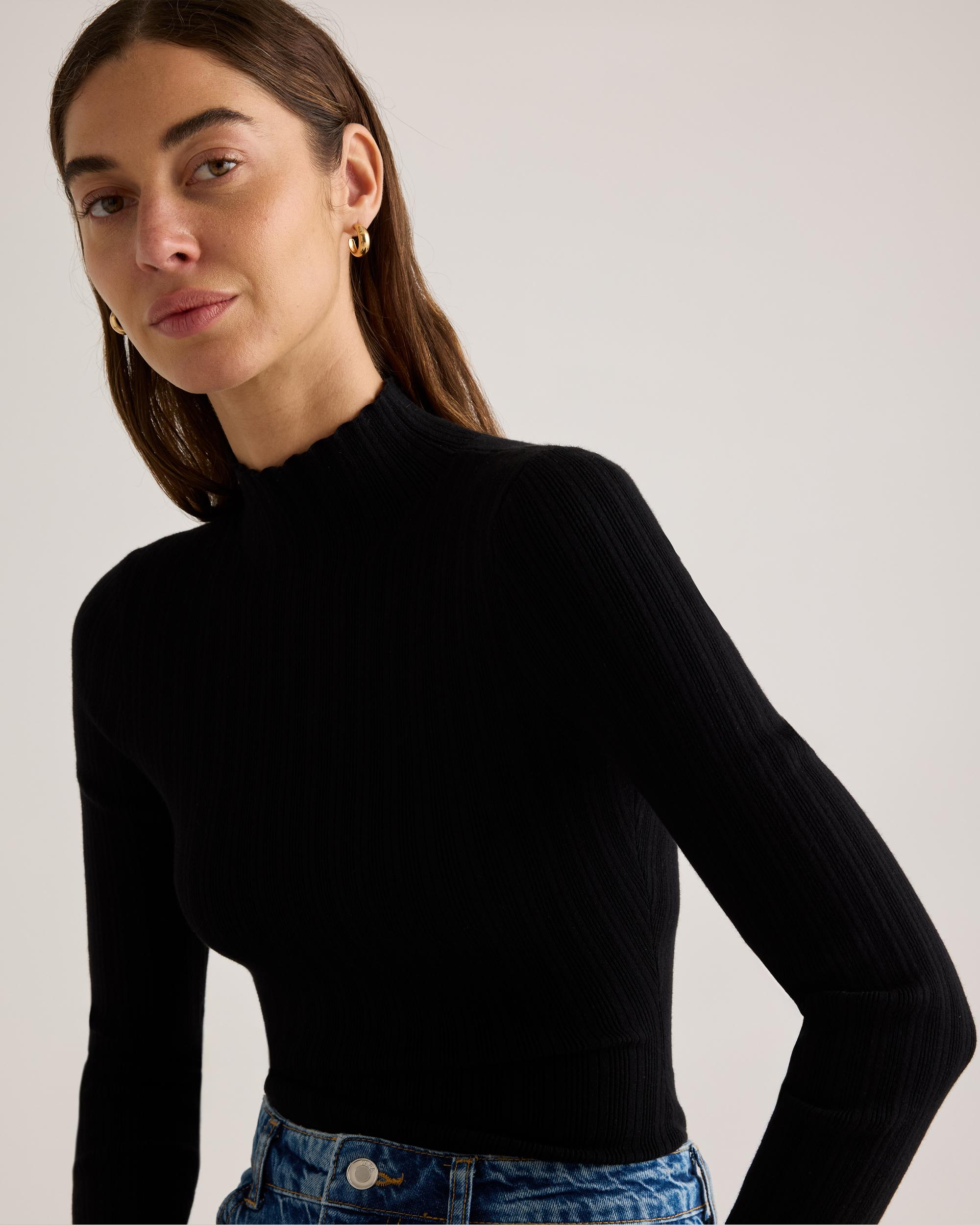 Quince | Women's Cotton Cashmere Ribbed Turtleneck Bodysuit Organic Cotton Product Image