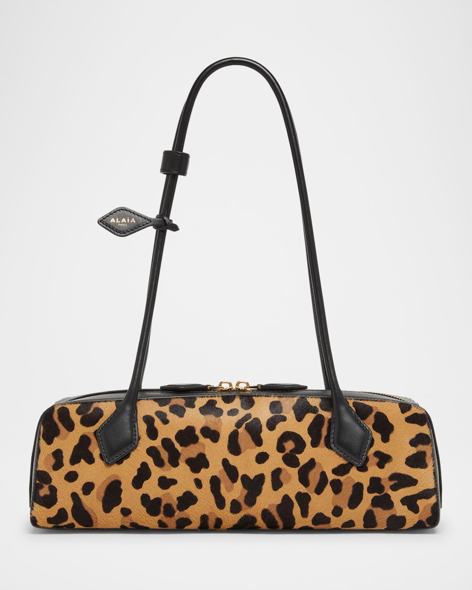 Le Teckel Medium Shoulder Bag in Leopard Calf Hair Product Image