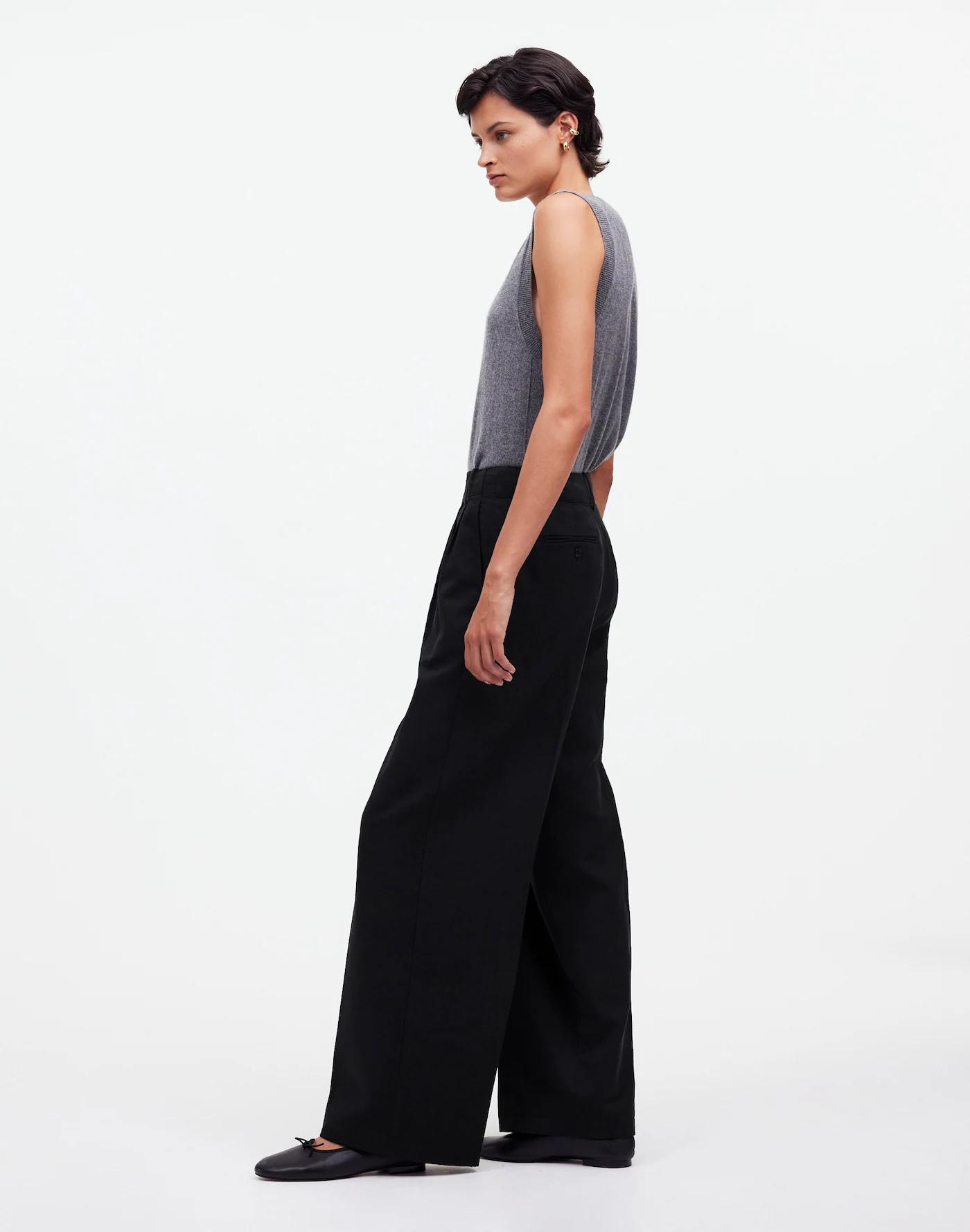 The Petite Harlow Wide-Leg Pant in Drapey Twill Product Image