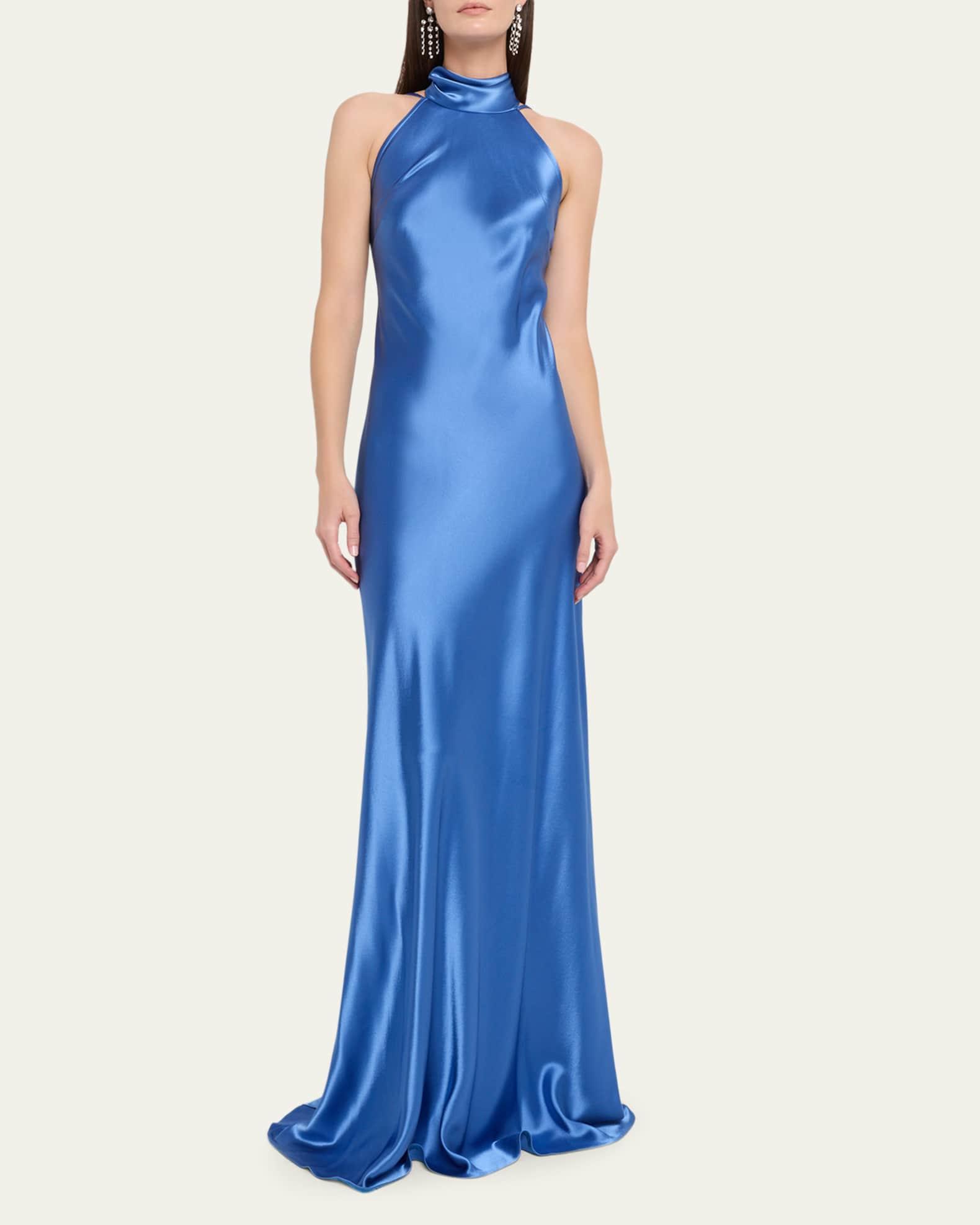 Scarf Halter Crepe Satin Gown Product Image