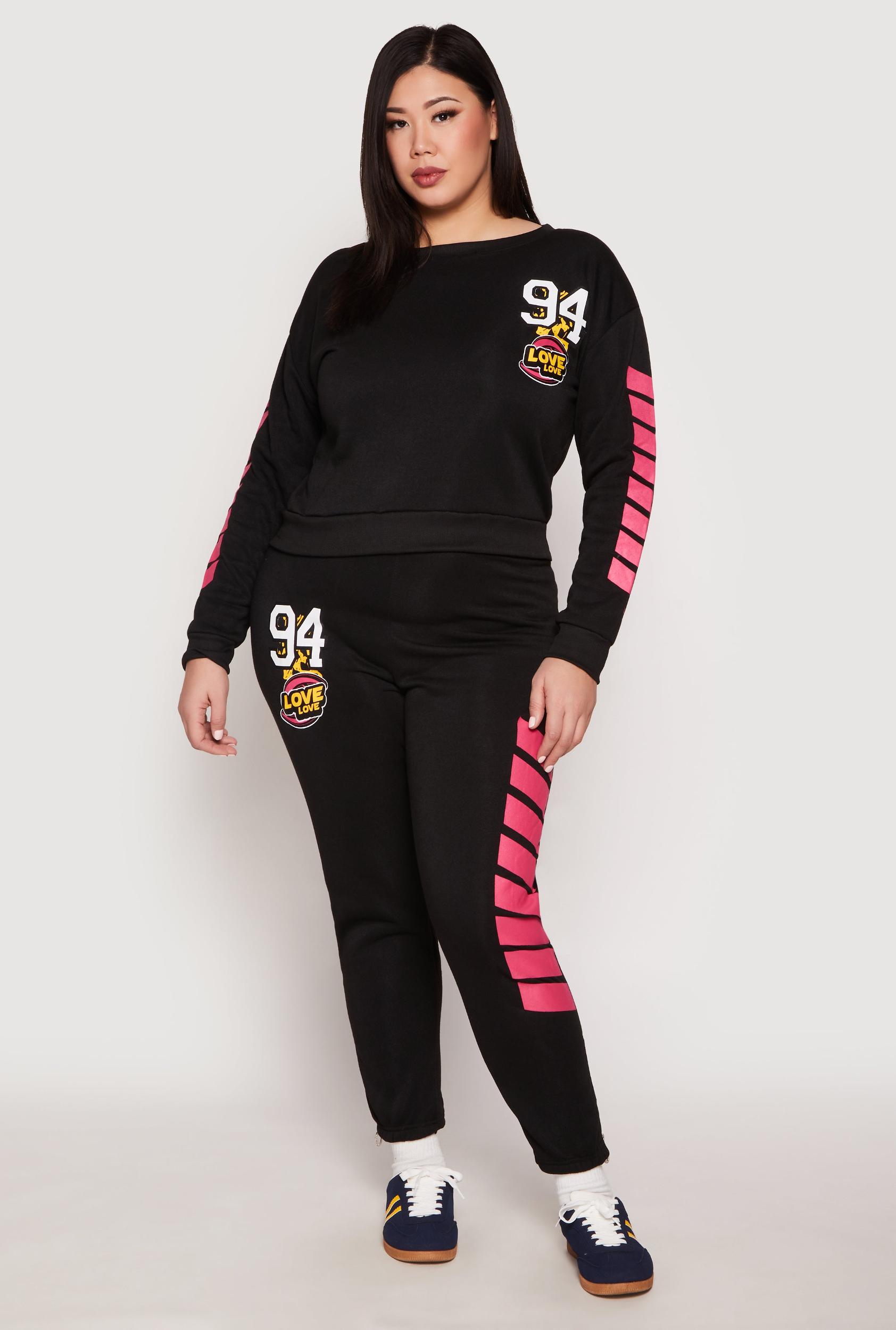 Womens Plus Size 94 Love Graphic Zip Hem Sweatpants Product Image