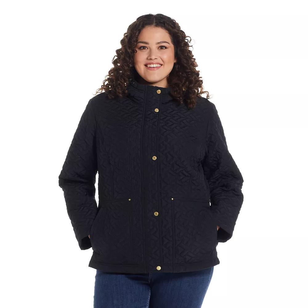 Plus Size Weathercast Hooded Quilted Jacket, Women's, Size: 1XL, Black Product Image