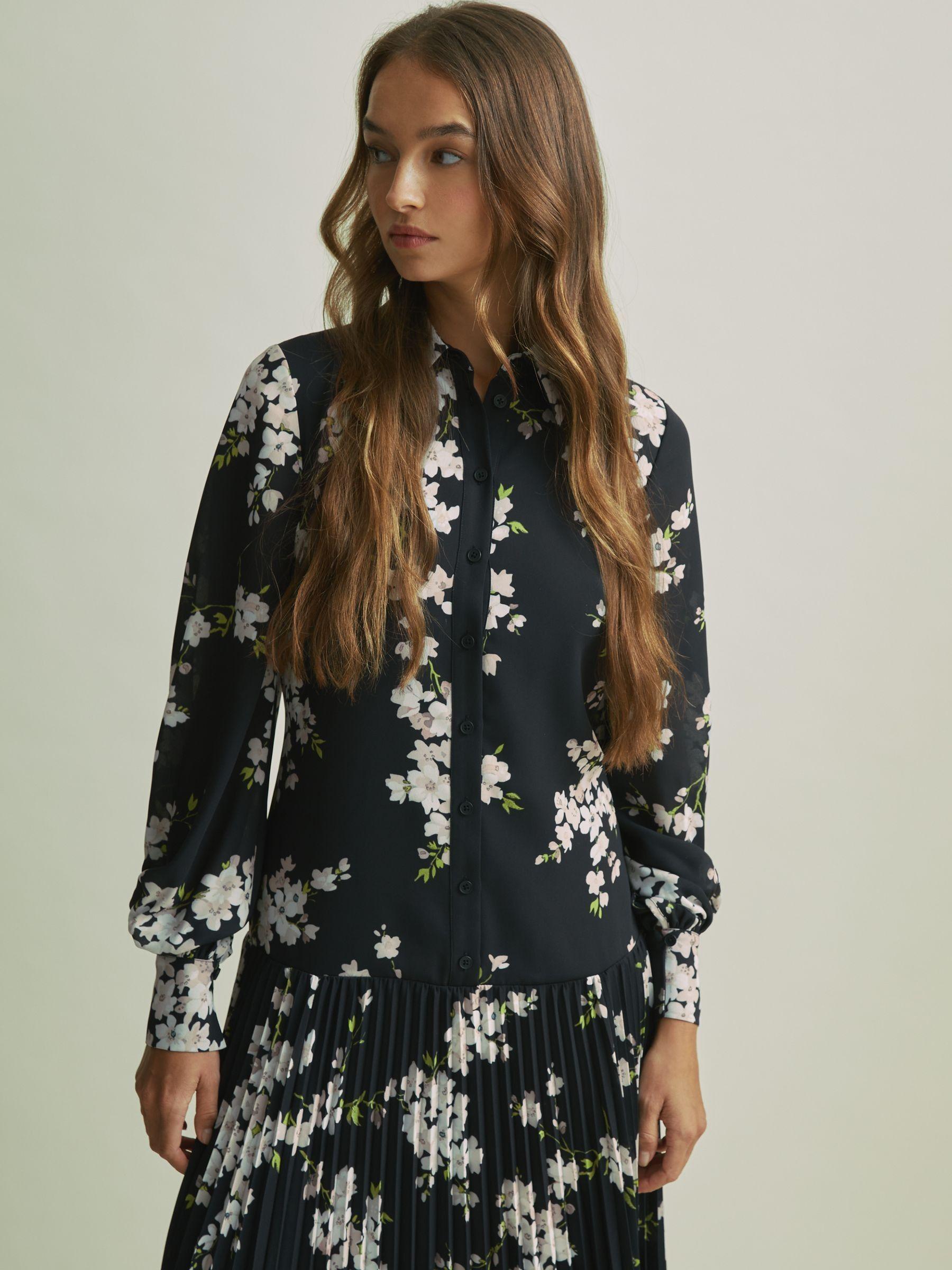 Florere Dropped Waist Shirt Midi Dress in Black Product Image