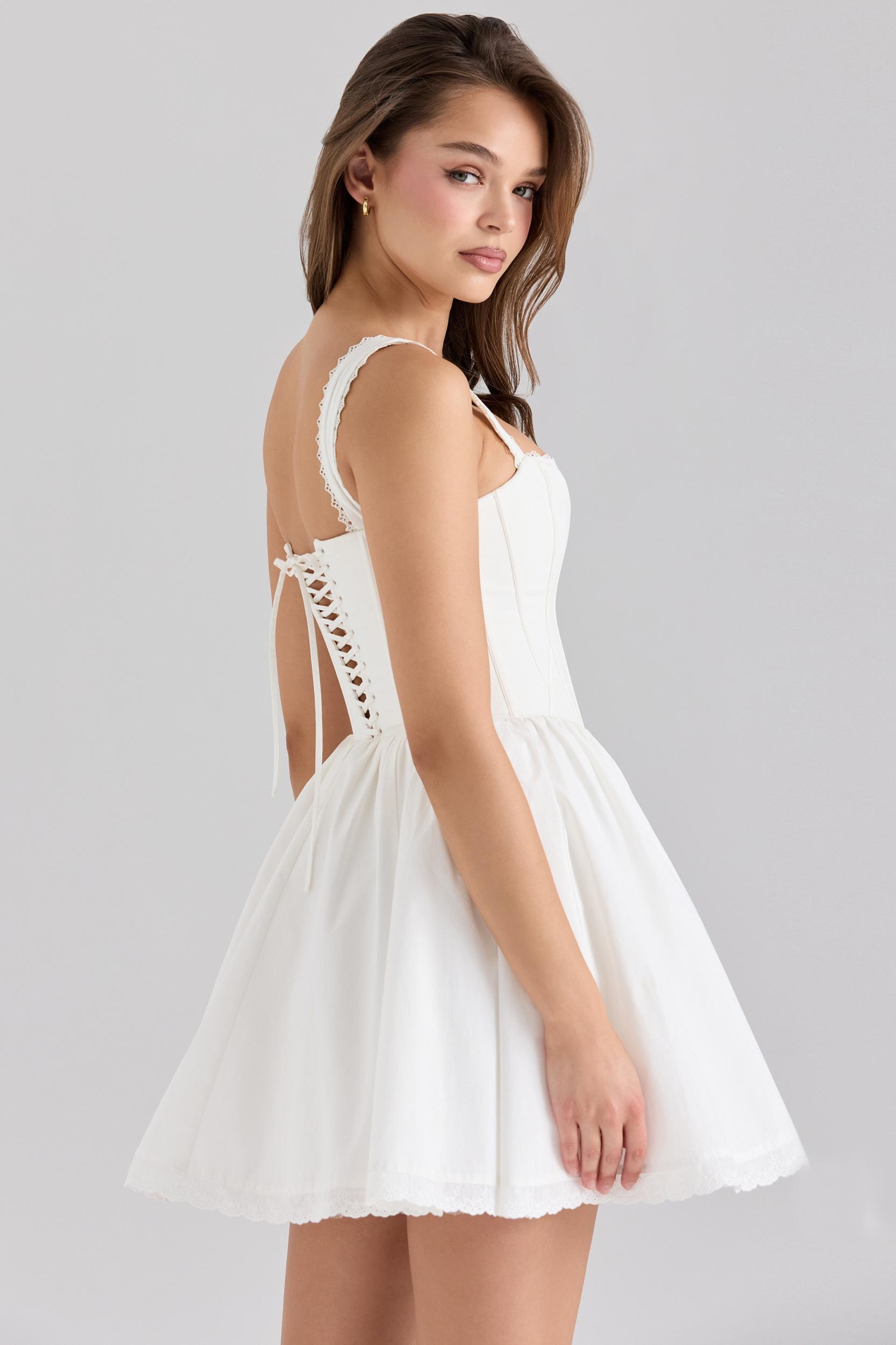 Ami  white stretch cotton corset mini dress Product Image