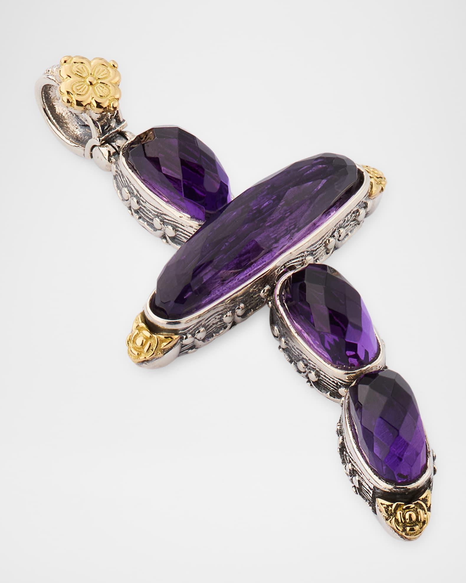 Kyma Amethyst and Quartz Doublet Cross Pendant Product Image