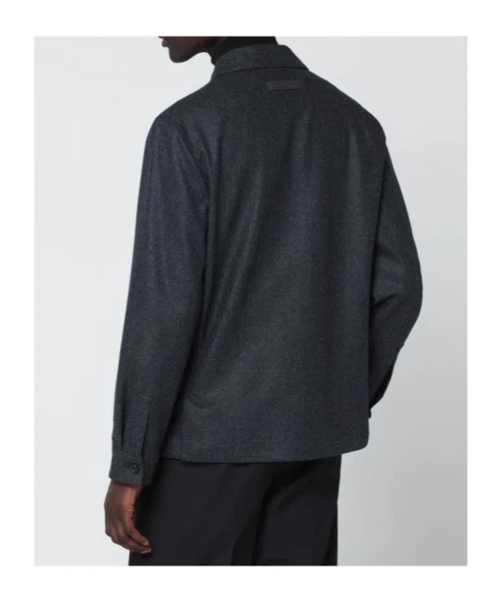 ZEGNA Wool Jacket Featuring Long Sleeves And Pockets In Blue Product Image