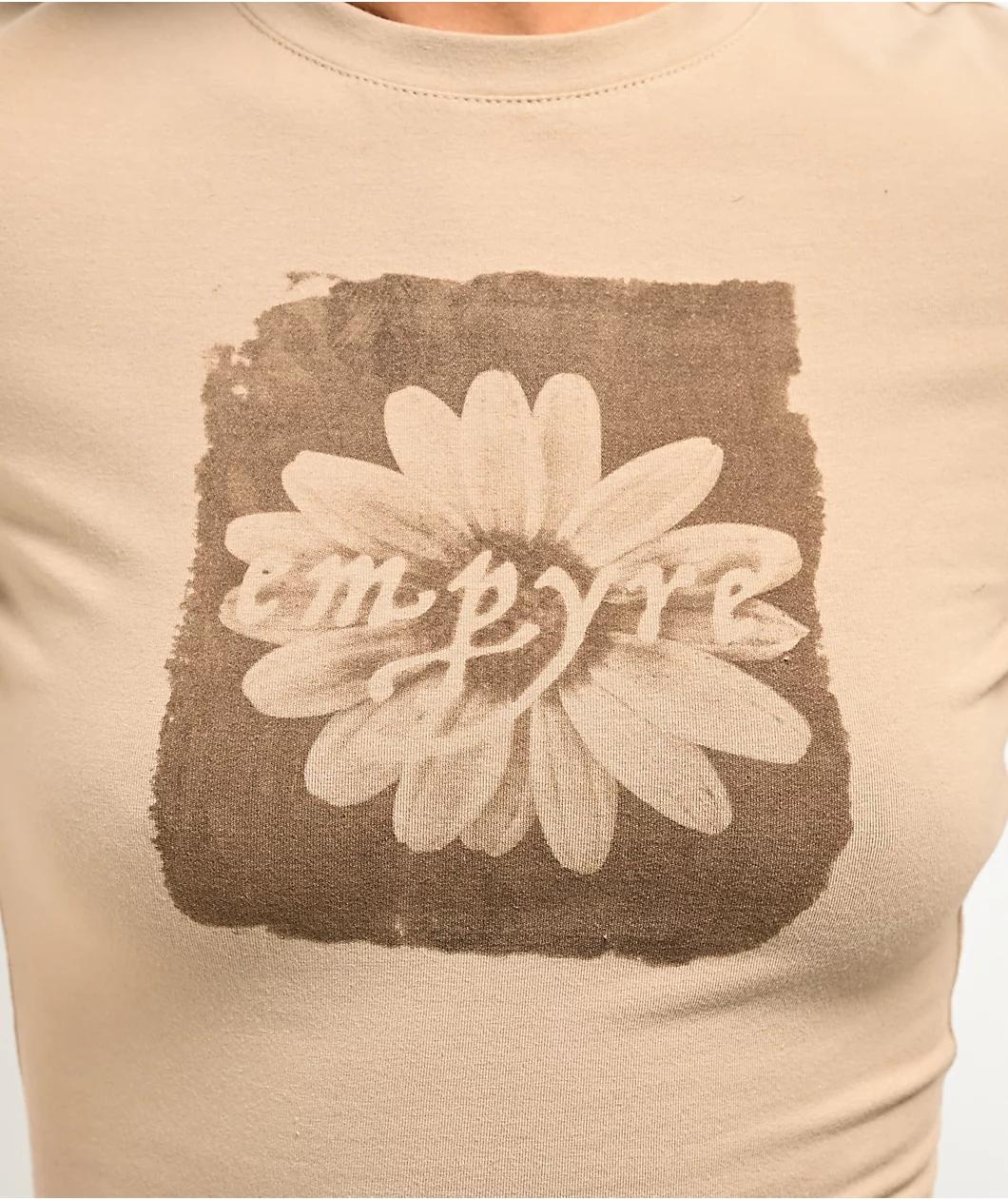 Empyre Brianna Blooming Beige Crop T-Shirt Product Image