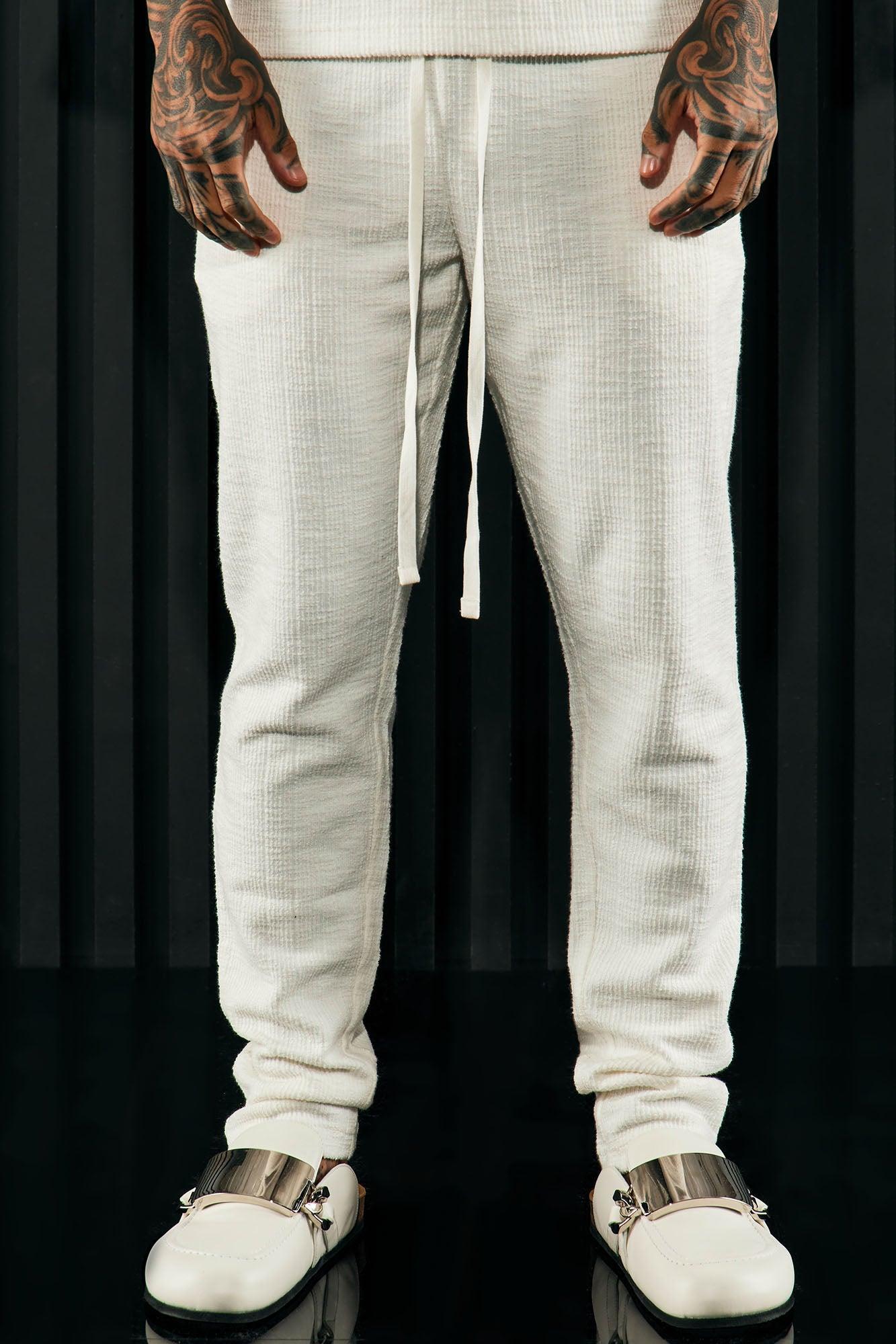 Dean Textured Slim Pants - White Product Image