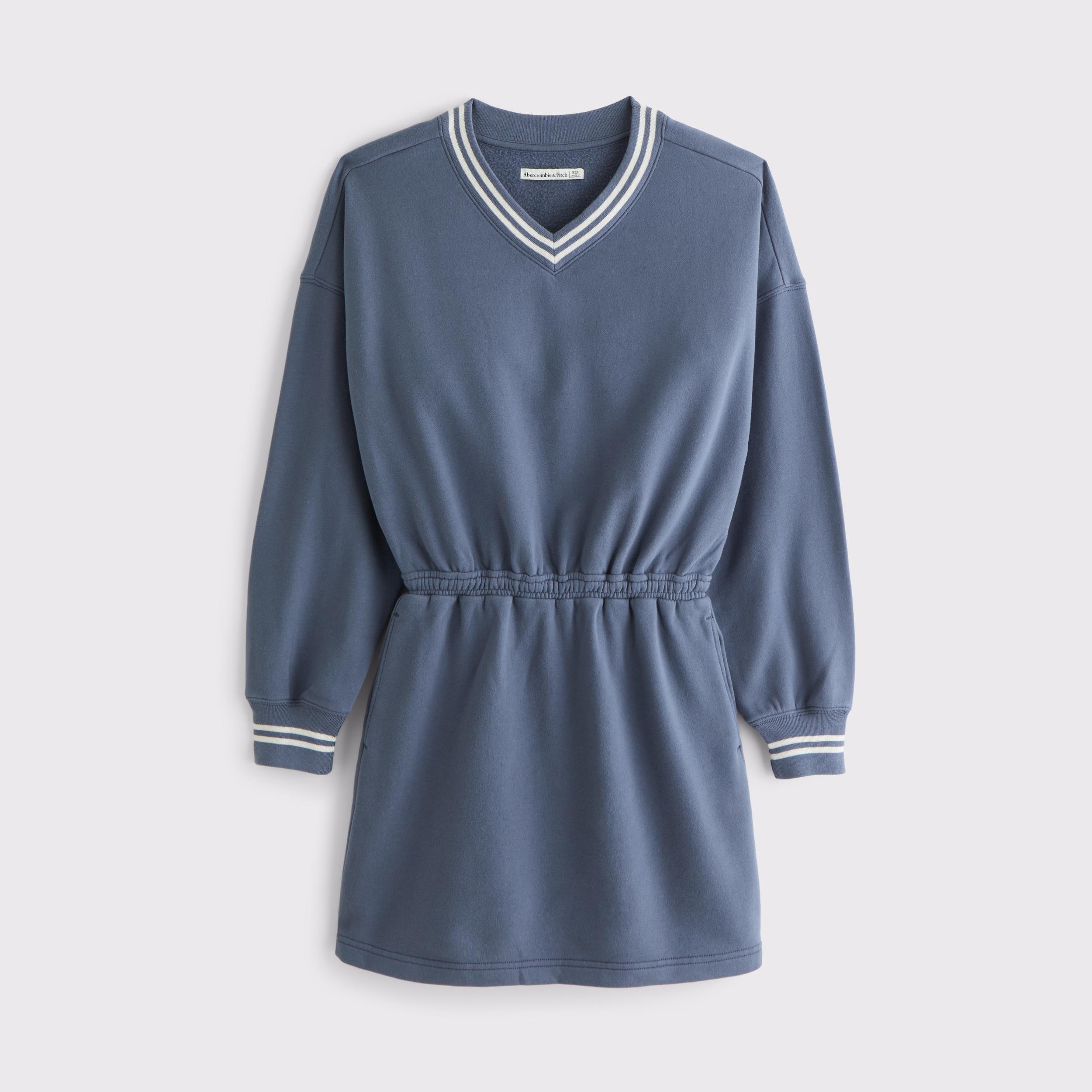 Fleece V-Neck Mini Dress Product Image