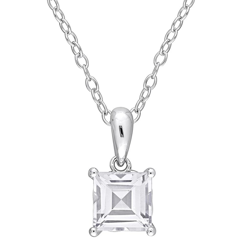 Stella Grace Sterling Silver & Gemstone Stud Pendant Necklace, Womens White Topaz Product Image