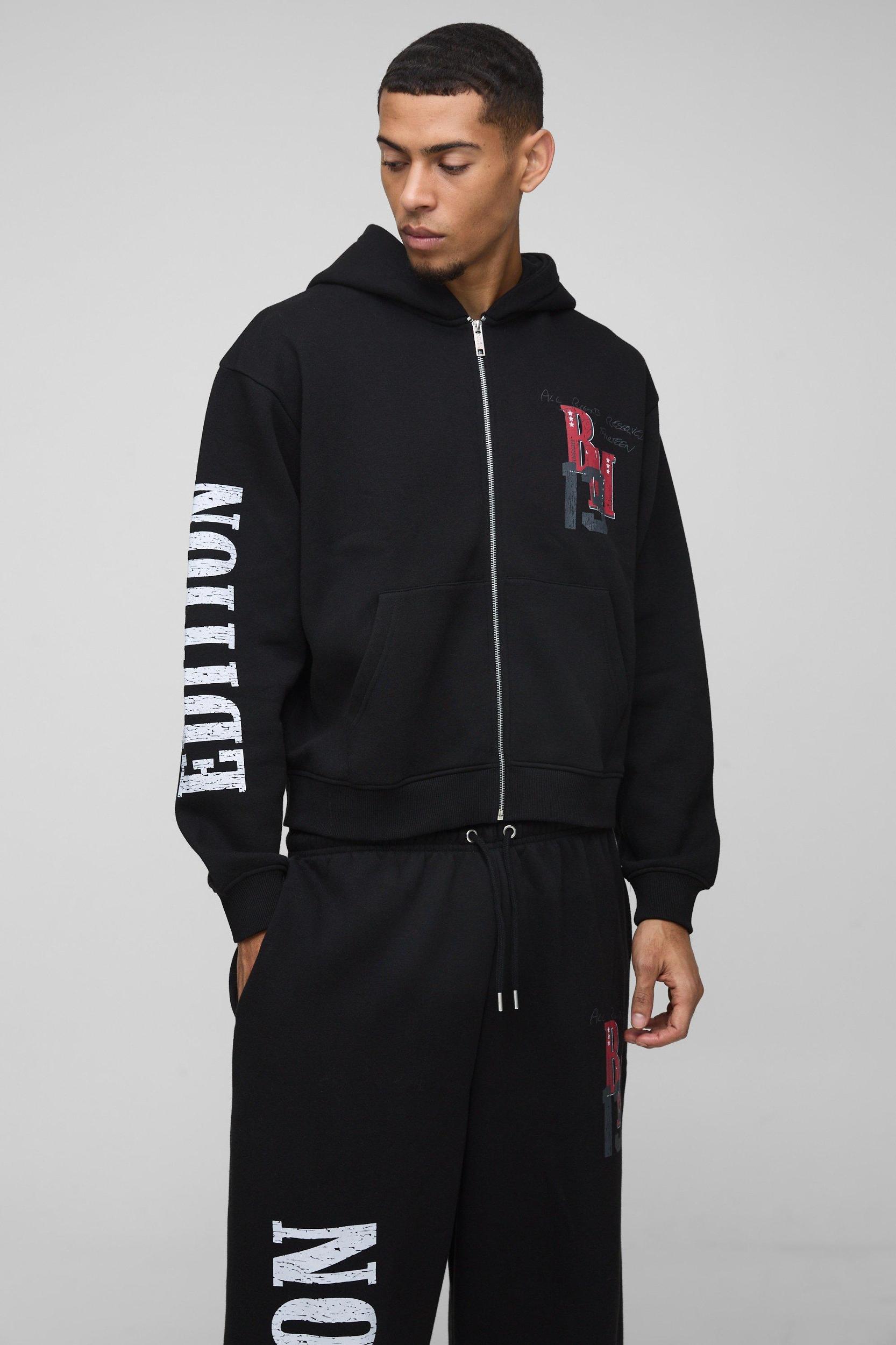 Oversized Boxy Zip Thru and Extreme Wide Leg Moto Tracksuit | boohooMAN USA Product Image