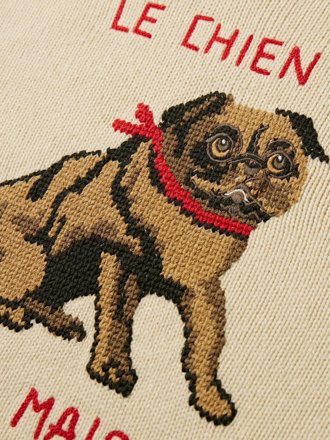 VALENTINO Embroidered V-neck Crewneck Sweater With Ribbed Trim In White Product Image