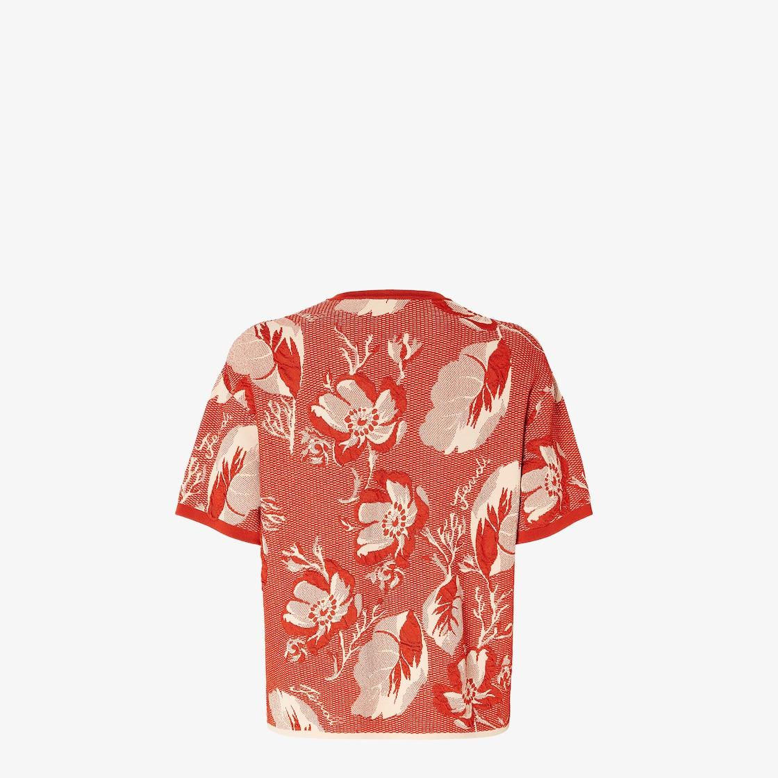 T-shirtRed viscose jacquard T-shirt Product Image
