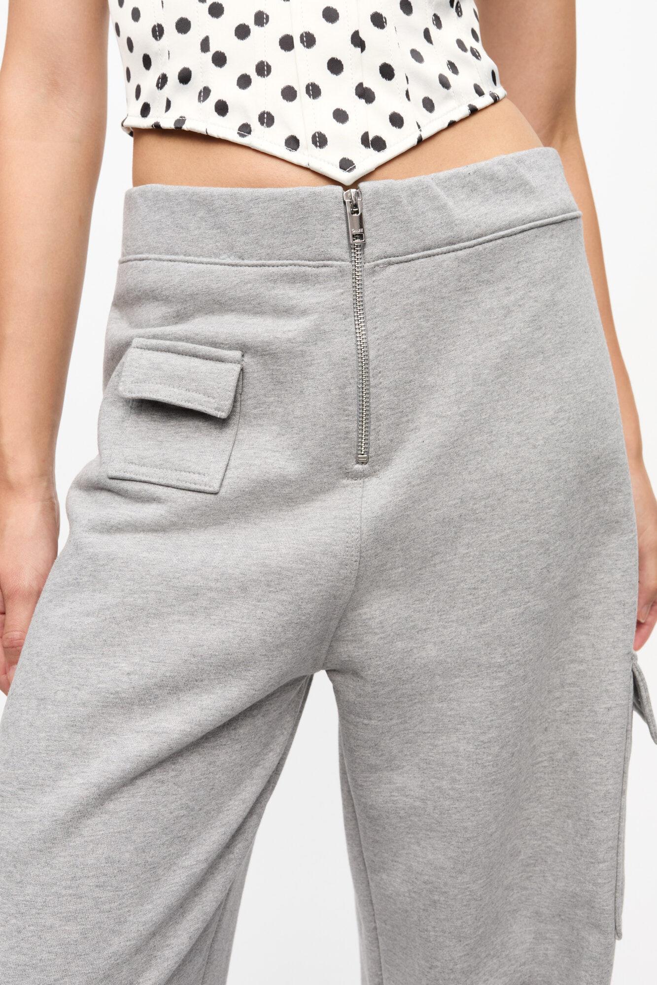 Grey Heavy Terry Curved Pants Product Image