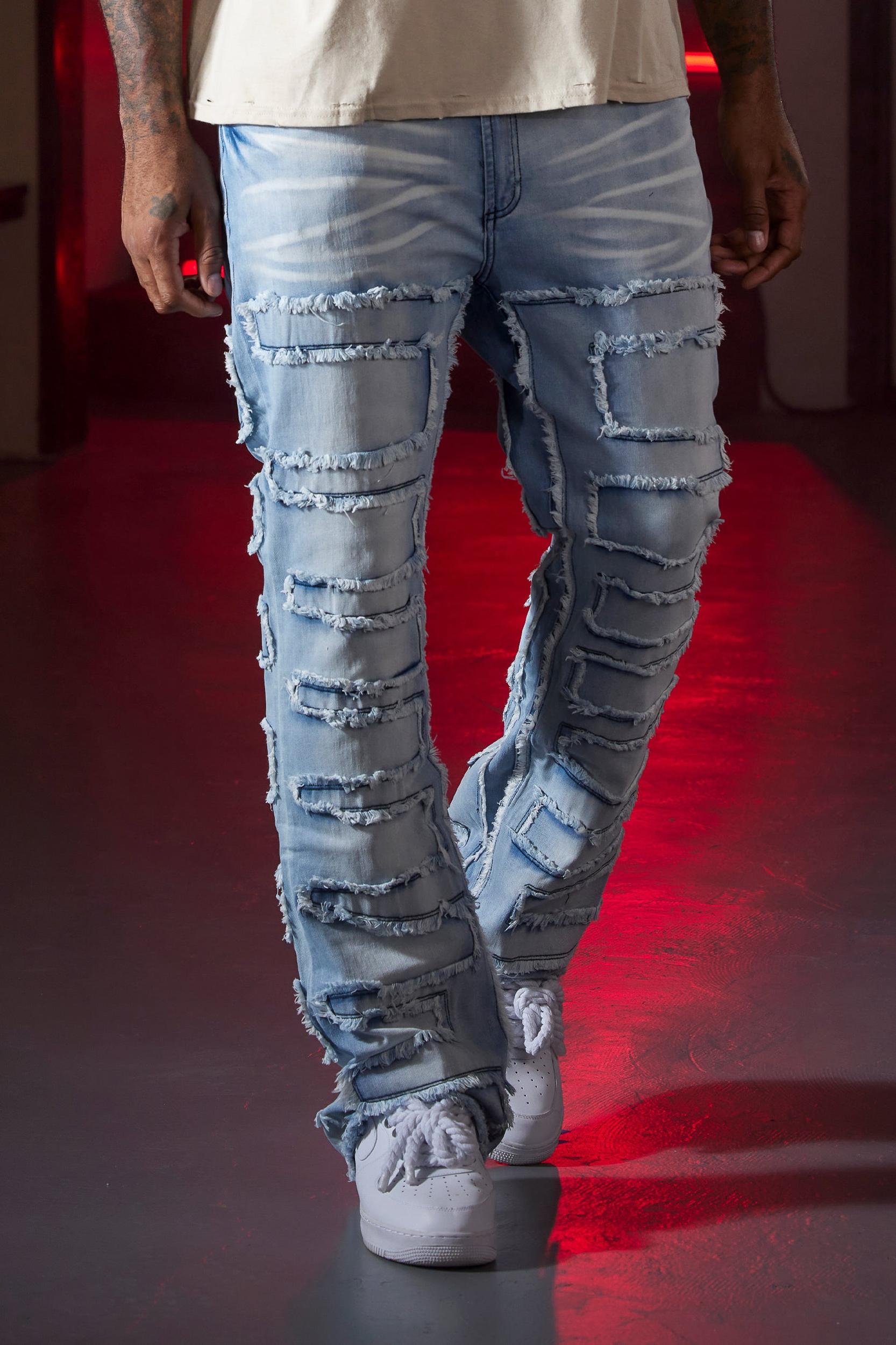 Shake Light Blue Stacked Flare Jean Male Product Image
