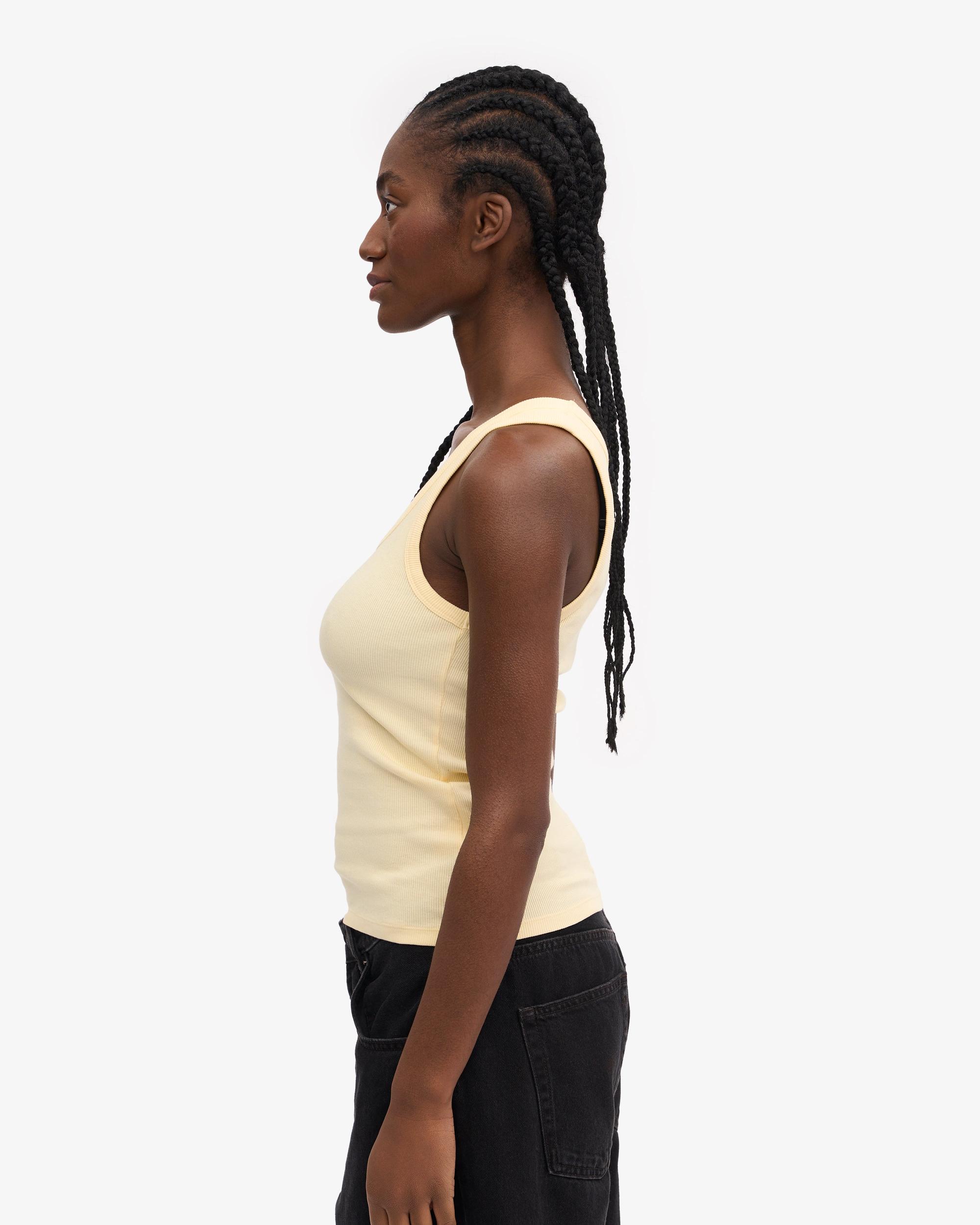 Women Organic Rib Tank Top - Soft Yellow Product Image