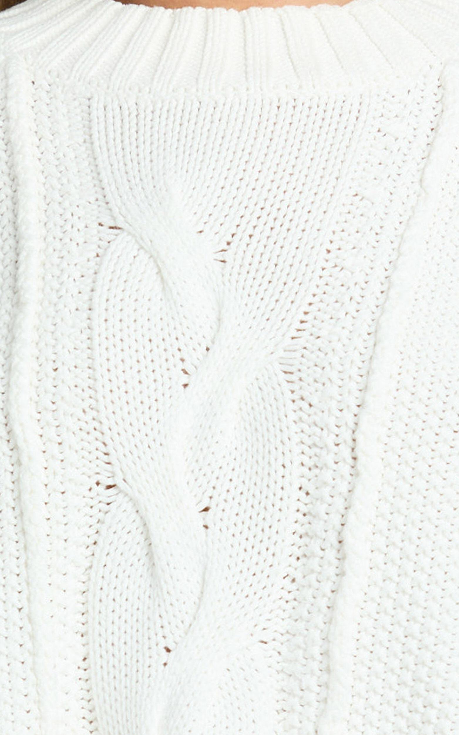 Marge Jumper- Oversized Cable Knit Crew Neck Jumper in White Product Image