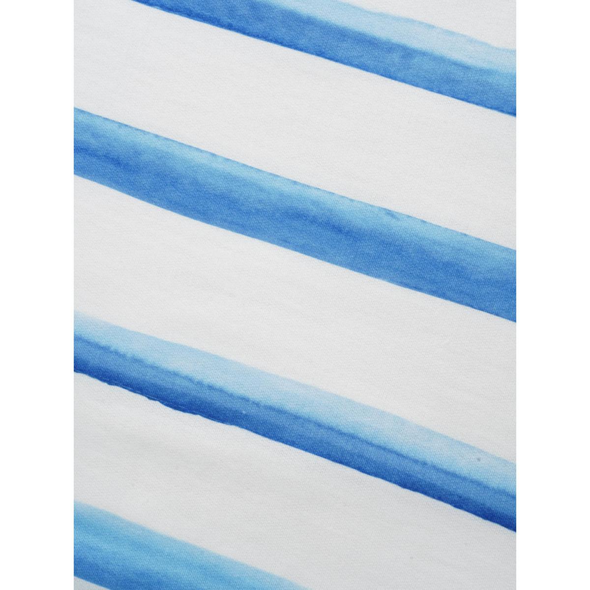 Plus Size Striped Patchwork Round Neck Sweatshirt Women Originalwhite Casual Contrast Round Neck Everyday Sweatshirts BloomChic 22-24/3X Product Image