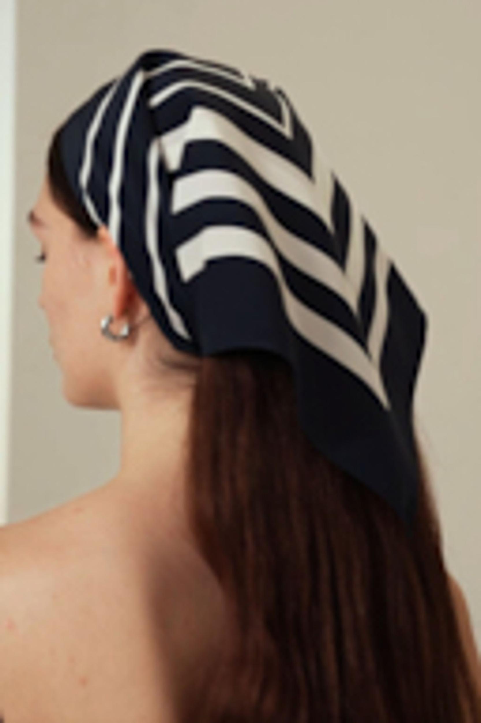 Geometric Print Silk Scarf Product Image