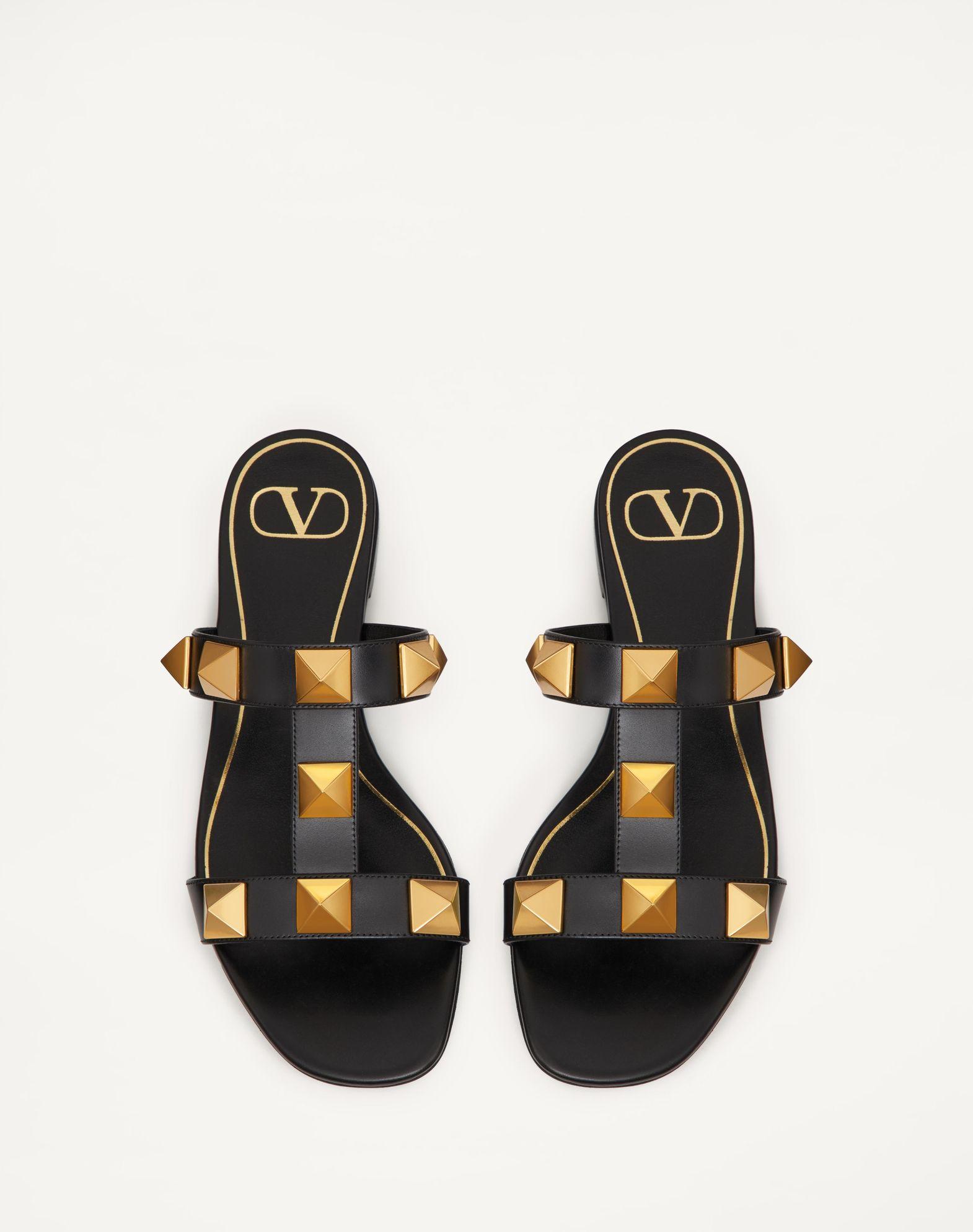 Flat Roman Stud Calfskin Slide Sandal Product Image