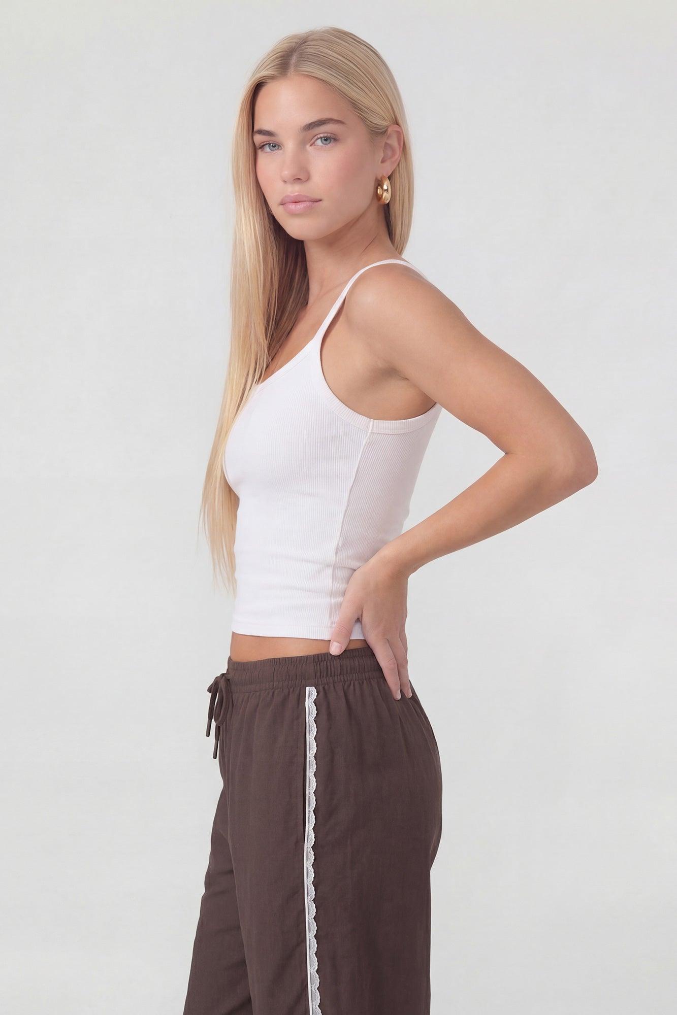 Nylon Lace Trim Wide Leg Pant Female Product Image