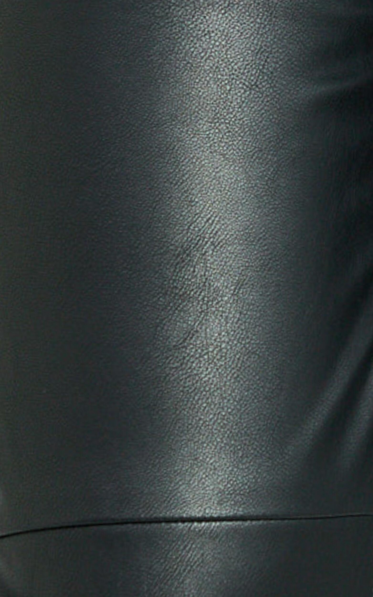 Marzia Pants - Faux Leather Mid Waisted Straight Leg Pants in Black Product Image