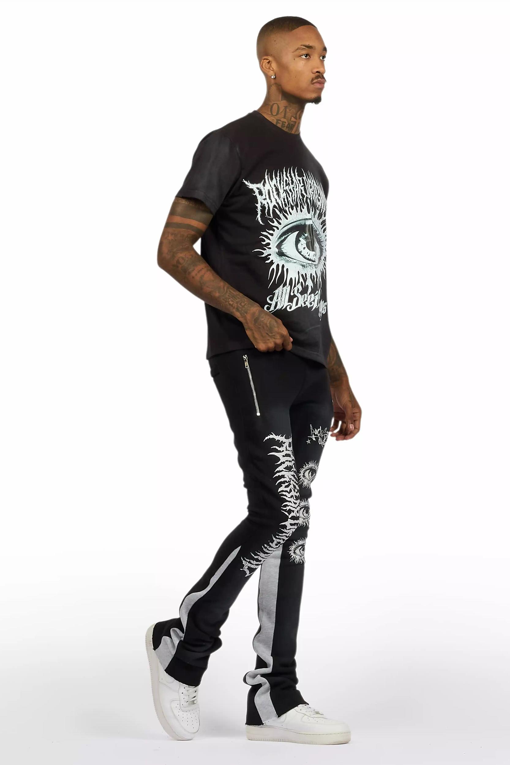 All Seeing Eyes Black T-Shirt/Stacked Flare Track Set Male Product Image