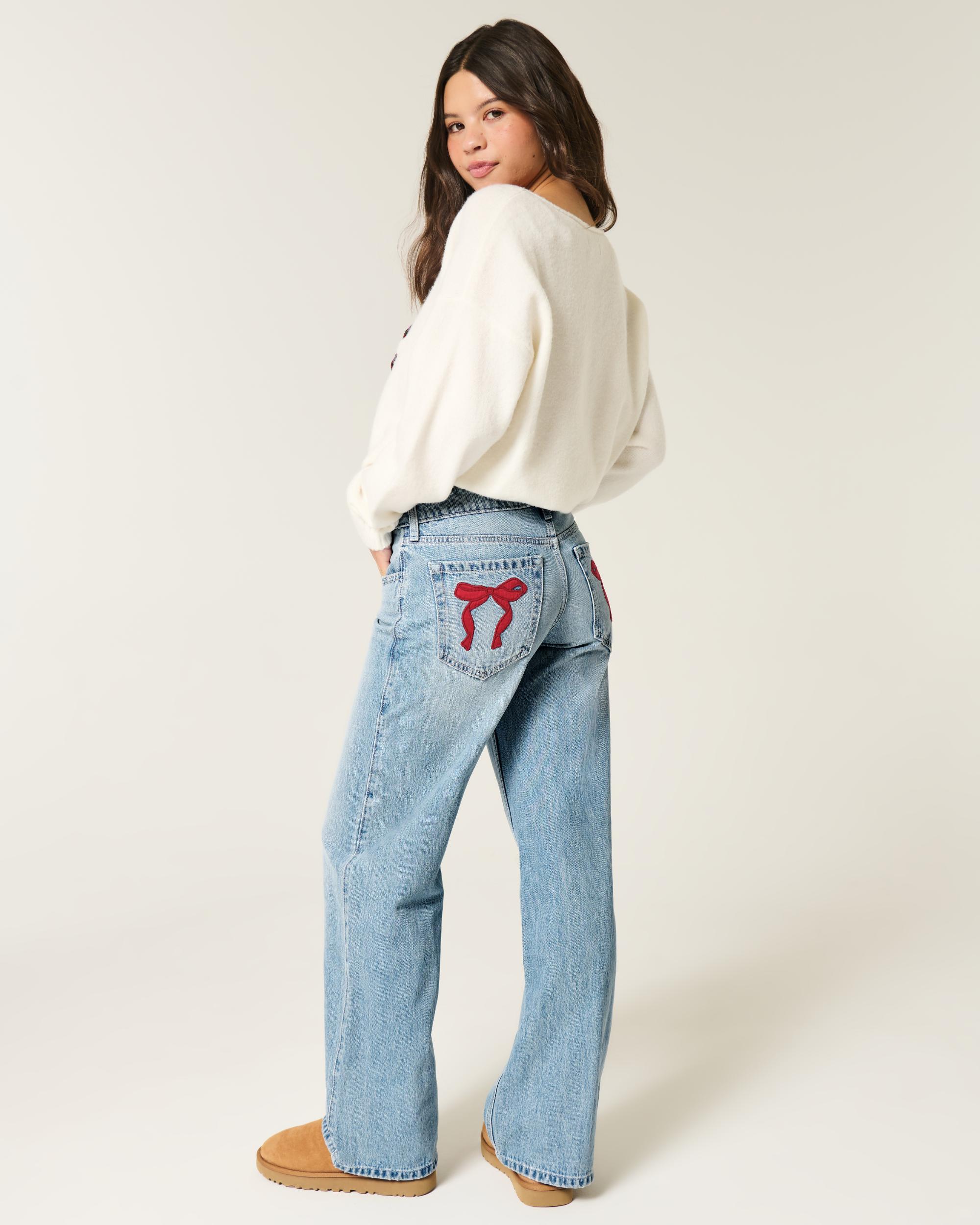 Low-Rise Medium Wash Baggy Jeans Product Image