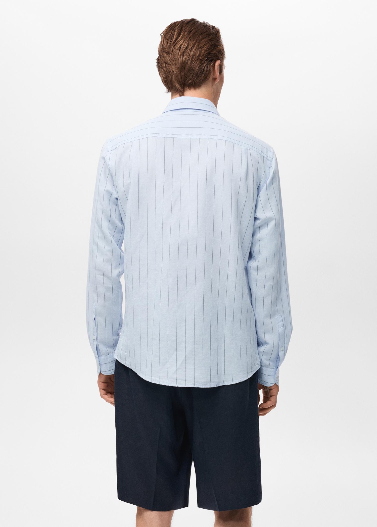 Linen pinstripe shirt - Men | MANGO USA Product Image