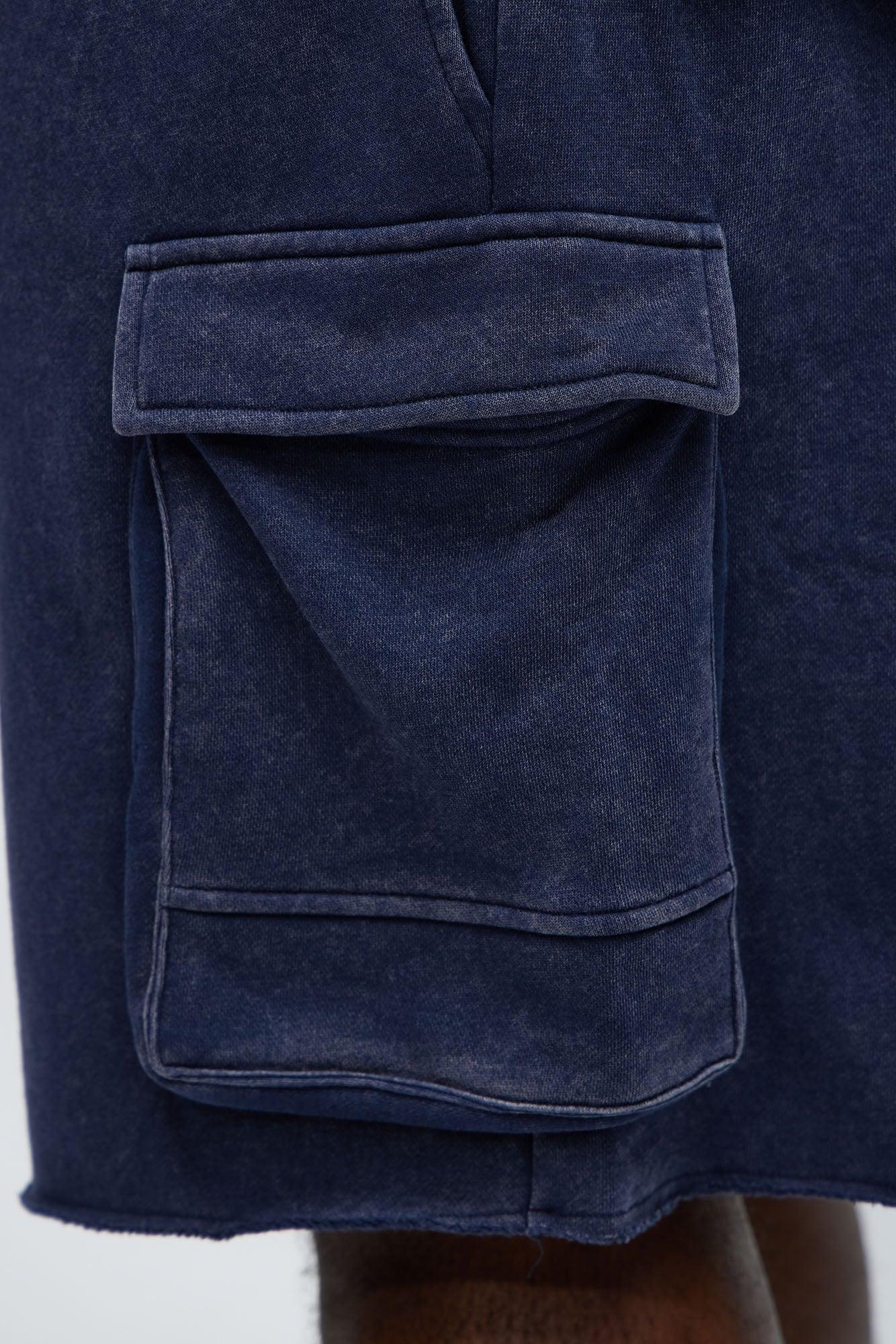 Tyson Bagged Off Cargo Relaxed Shorts - Navy Male Product Image