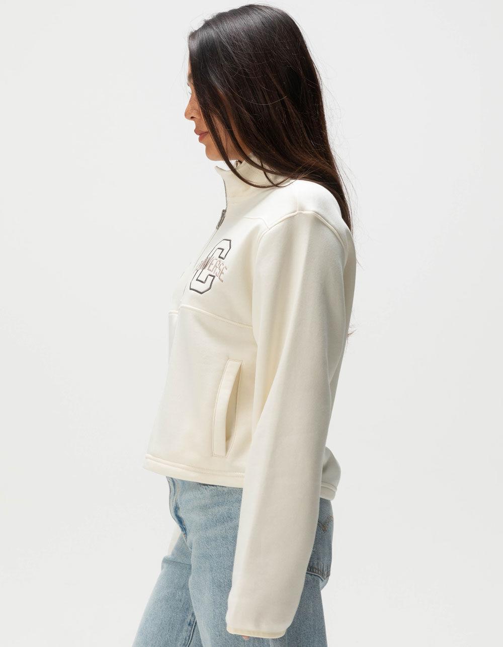 CONVERSE Retro Half-Zip Womens Popover Sweatshirt - OFF WHITE Product Image