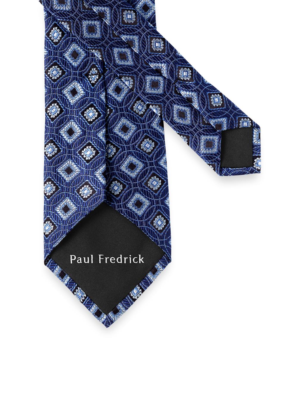 Medallion Woven Silk Tie - Navy Product Image