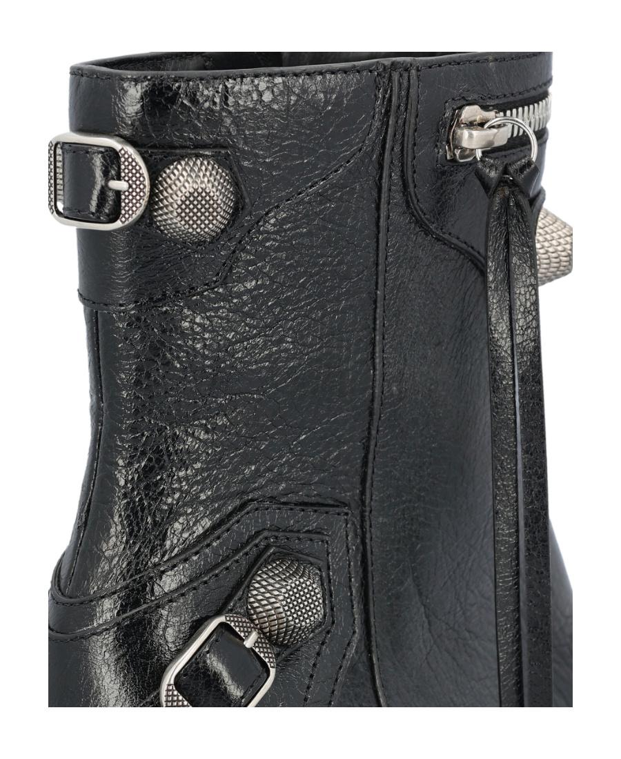 BALENCIAGA Womens Cagole Lambskin Buckle Zip Ankle Booties In Black Product Image
