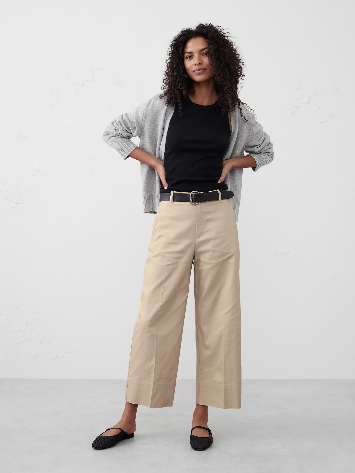 Twill Wide-Leg Crop Pant Product Image