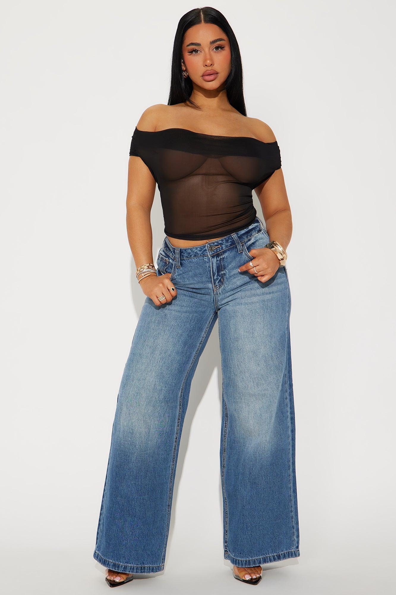 Sultry Sheer Off Shoulder Top - Black Product Image