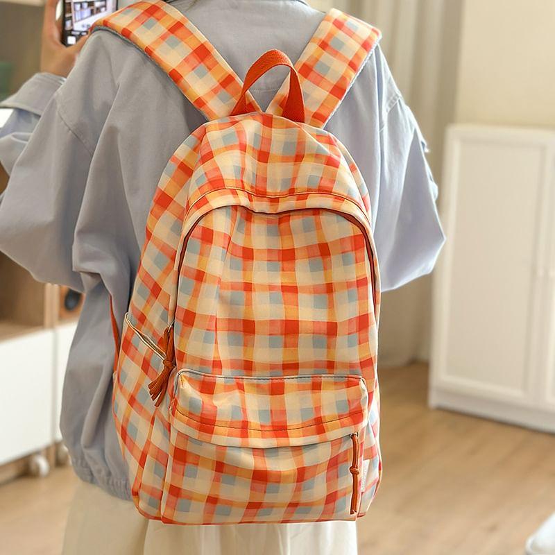 Plaid Nylon Laptop Backpack Product Image