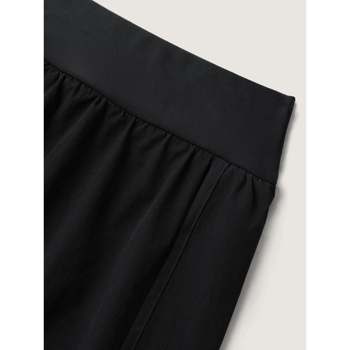 Plus Size Bud-Shape Overlap Hem Swim Bottoms Women's Swimwear Black Resort High stretch Bodycon Mid Rise Curve Swim Bottoms BloomChic 22-24/3X Product Image