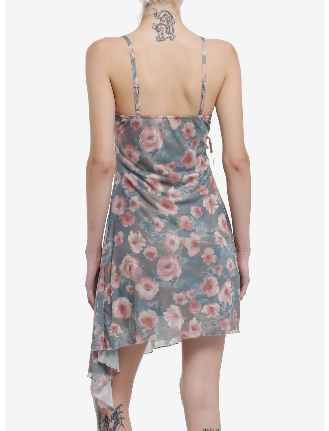 Thorn & Fable Pink Rose Asymmetrical Slip Dress Product Image