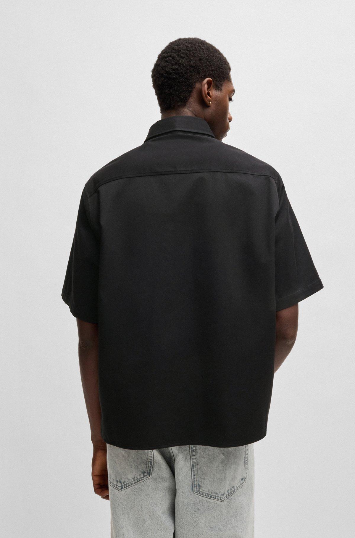 Oversized-fit shirt in cotton twill with zip closure Product Image