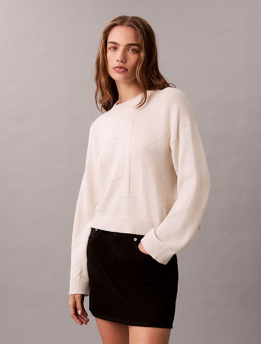 Smooth Cotton Relaxed Monogram Sweater Product Image