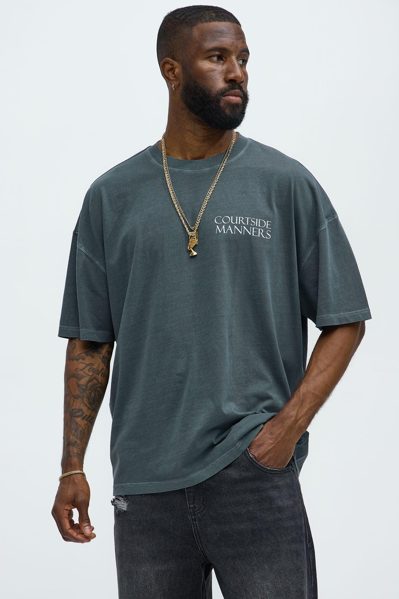 Courtside Manners Oversized Short Sleeve Tee - Grey Product Image