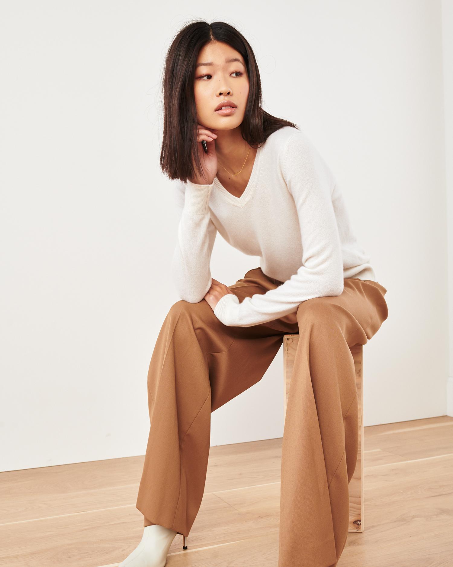 Quince | Women's Mongolian Cashmere V-Neck Sweater Size XL Product Image