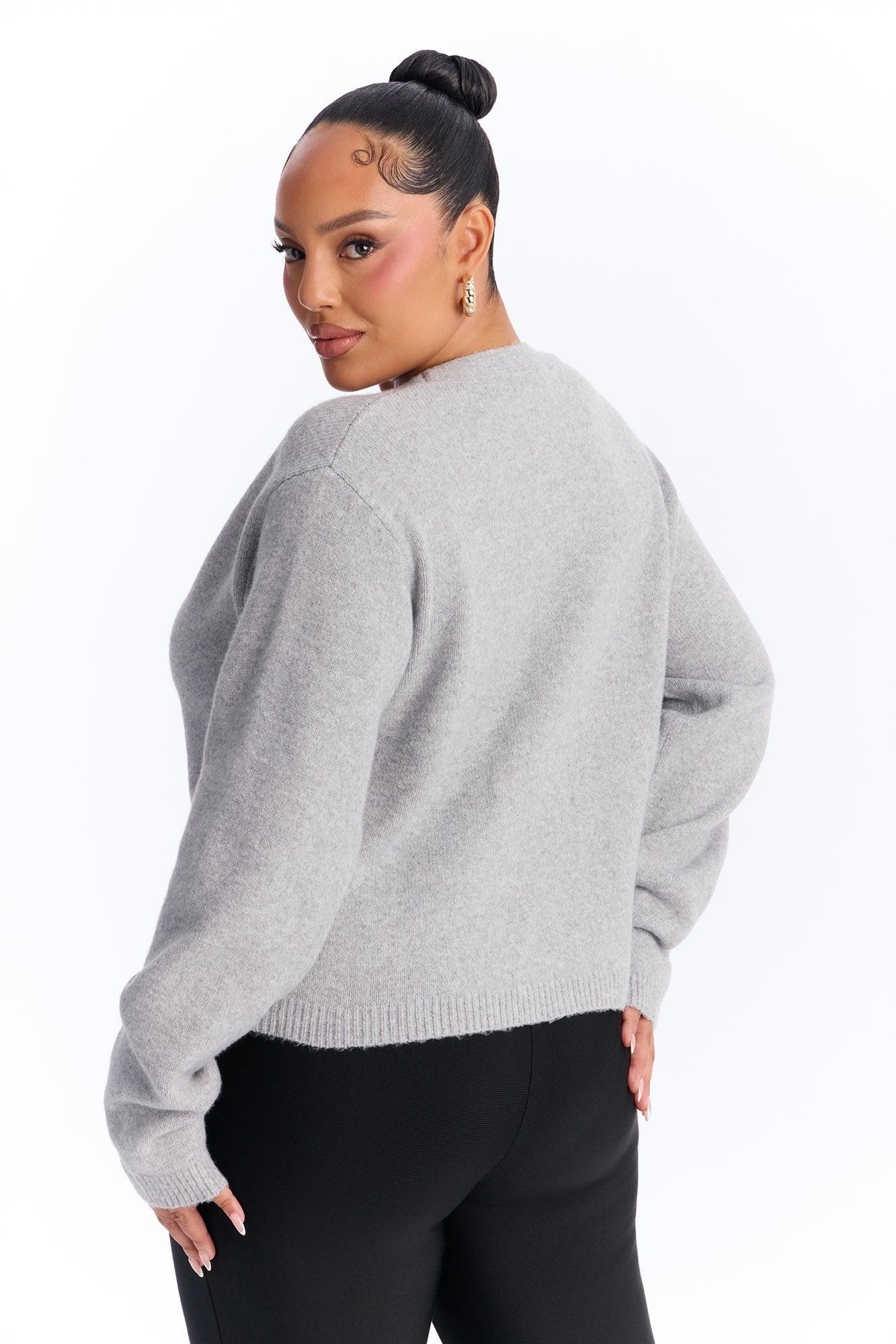 Elaia Asymmetric Button Front Cardigan Sweater - Grey Female Product Image