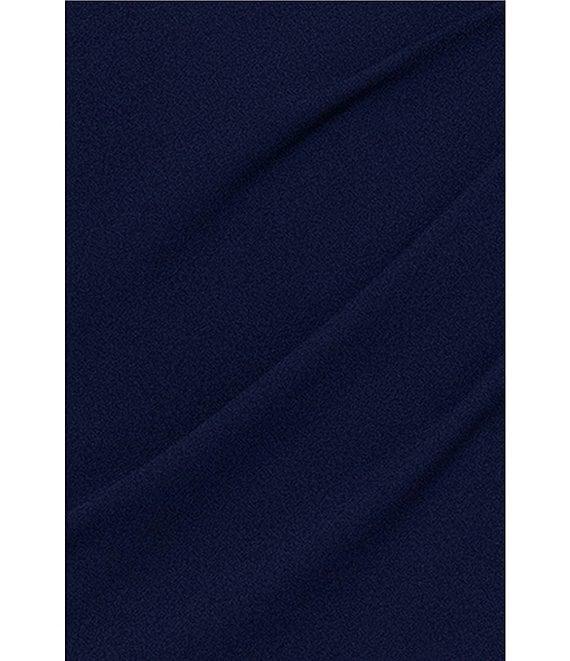 Betsy & Adam One Shoulder Asymmetrical Long Sleeve Faux Wrap Gown Product Image