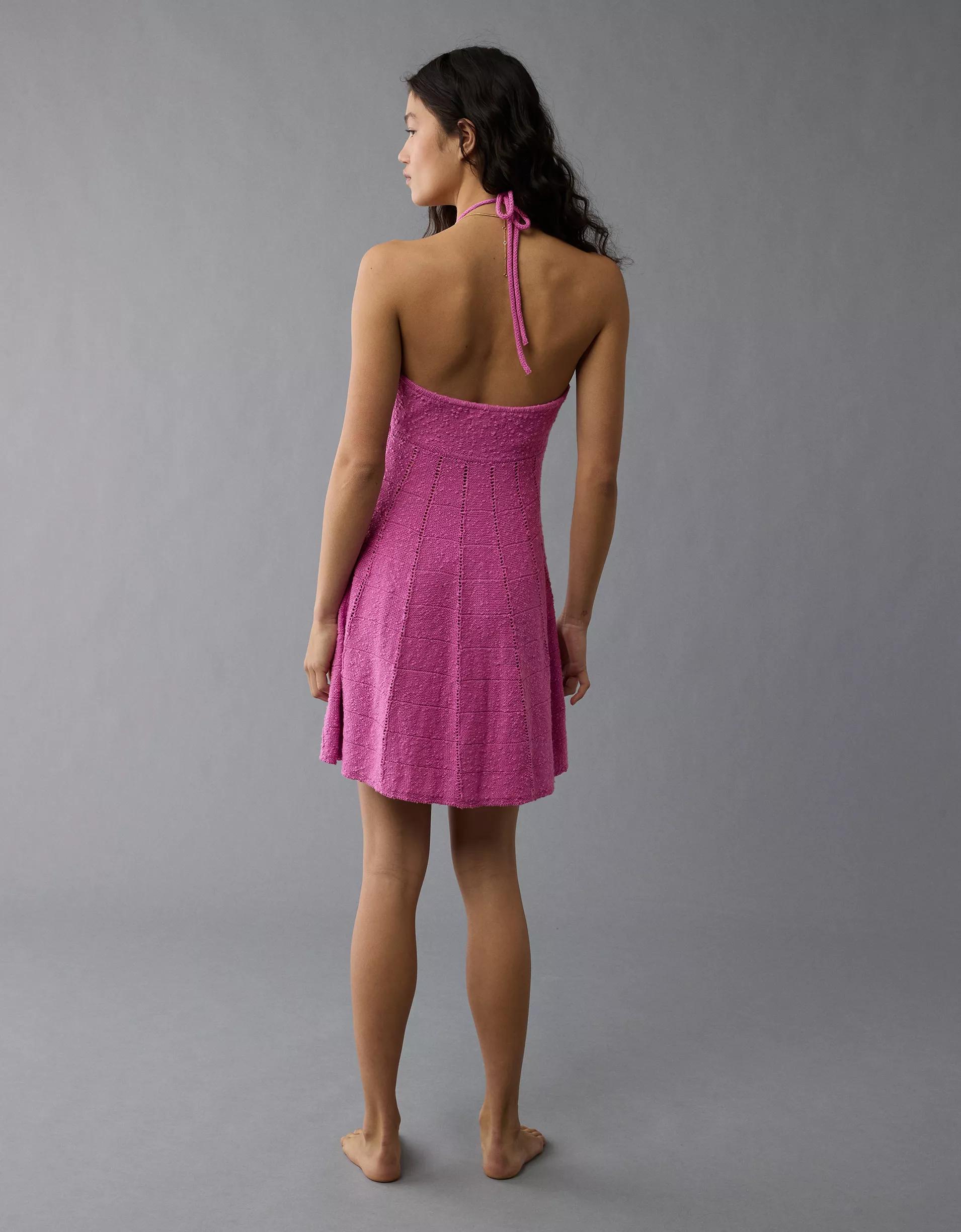AE Halter Crochet Mini Dress Product Image